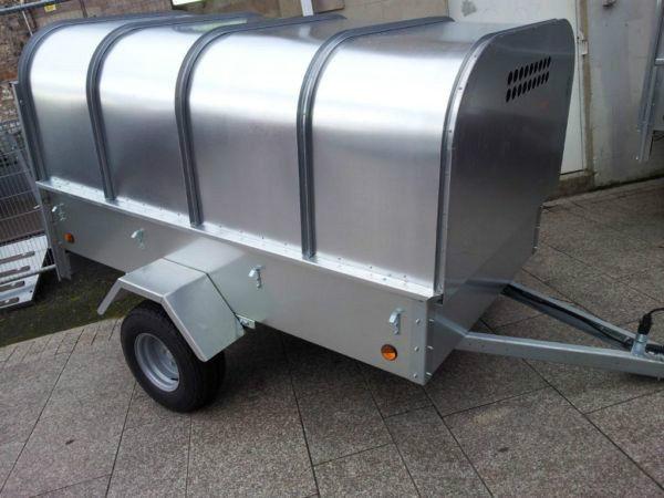 NEW LIVESTOCK GALVANISED TRAILER. REMOVABLE CANOPY, QUADS SHEEP DOGS MOTORBIKES 6X4 7X4 8X4