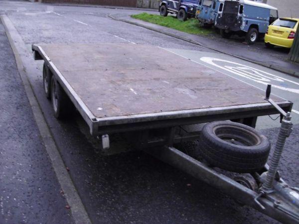 TRAILER FLATBED BATESON TWIN WHEEL 12X 6ft 6in BEAVER TAIL with stow away RAMPS
