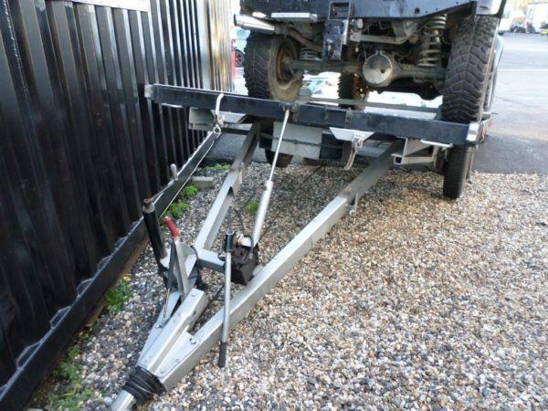 2 x car transporter trailers tilt bed punched steel bed and up and over knott german trailer
