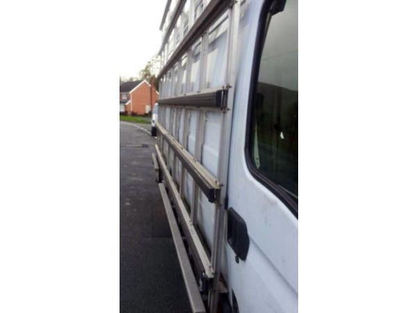 Large external glazier side aluminium rack for sale in Swansea, glaziers frail for LWB Iveco Van